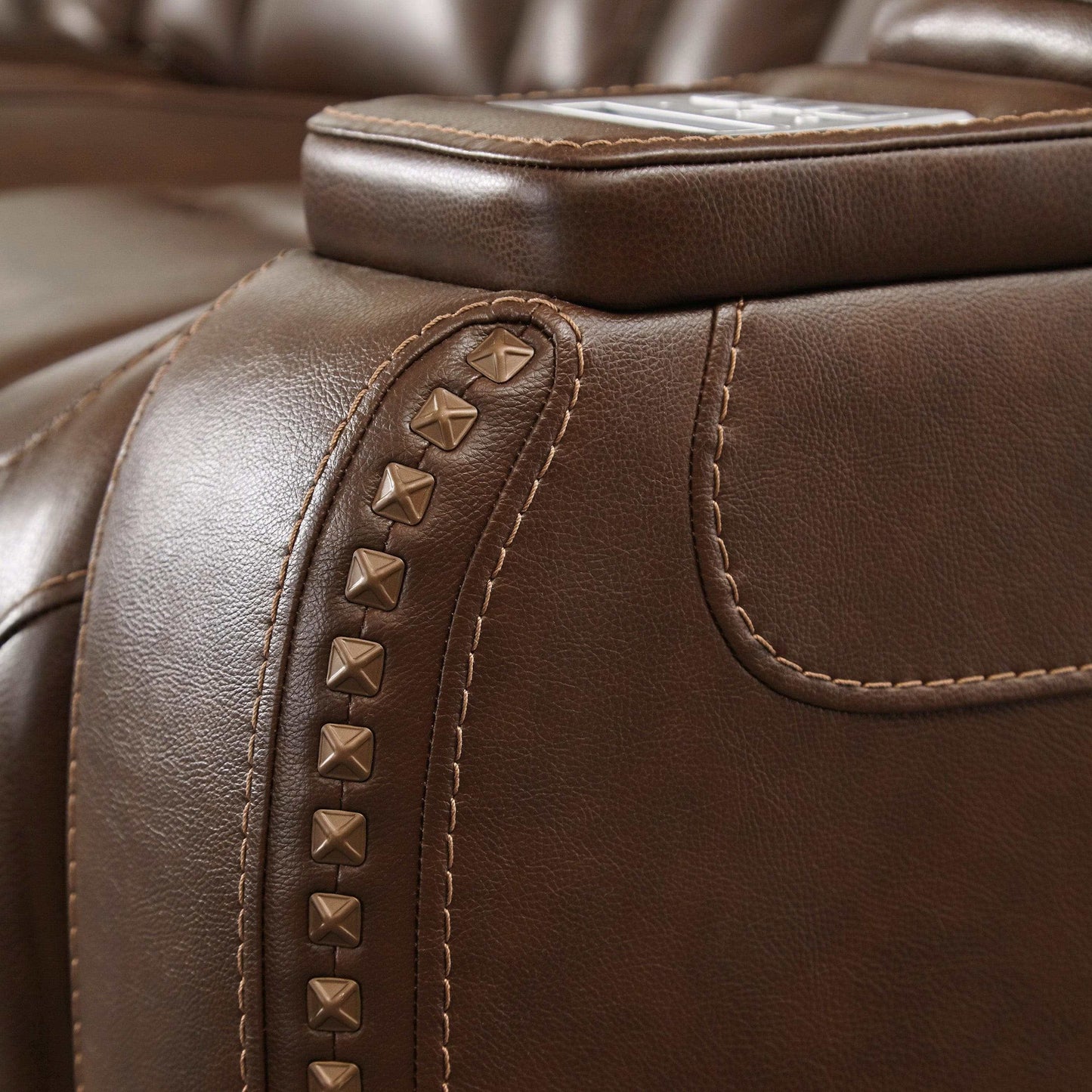 The Man-Den Mahogany Power Reclining Sofa