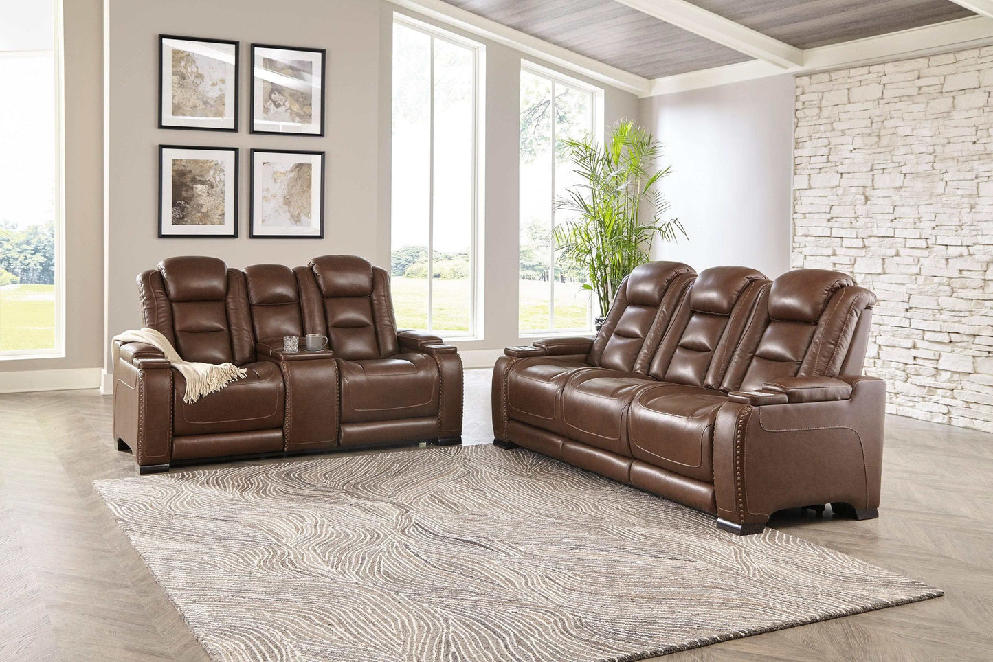 The Man-Den Mahogany Power Reclining Sofa