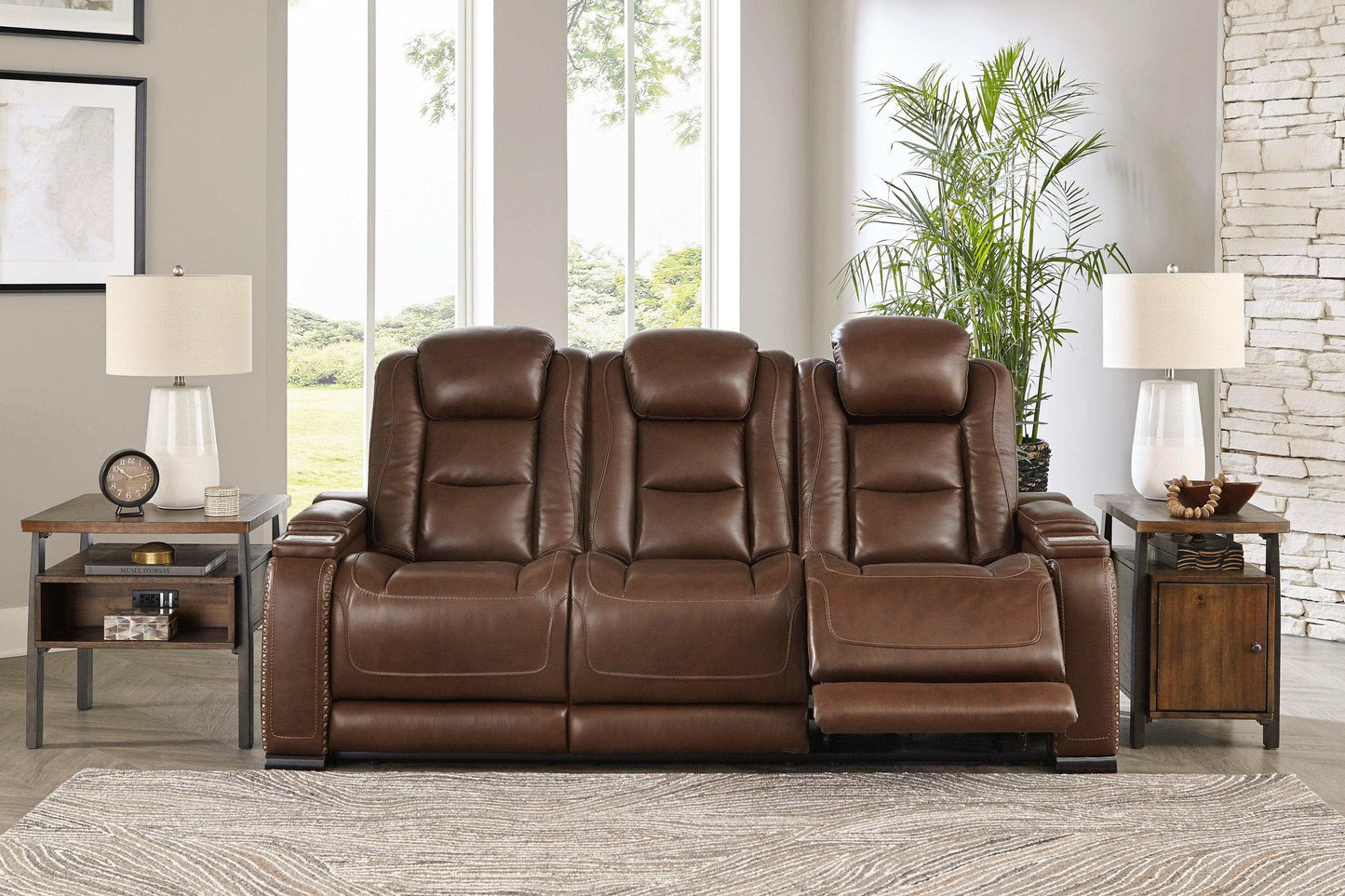 The Man-Den Mahogany Power Reclining Sofa