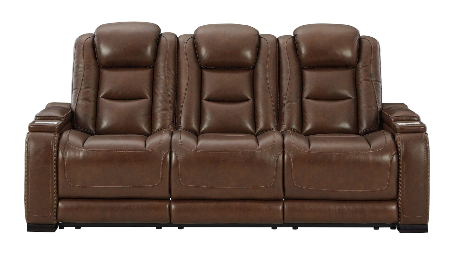 The Man-Den Mahogany Power Reclining Sofa