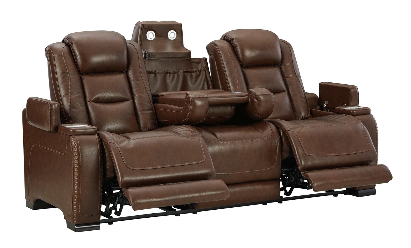 The Man-Den Mahogany Power Reclining Sofa