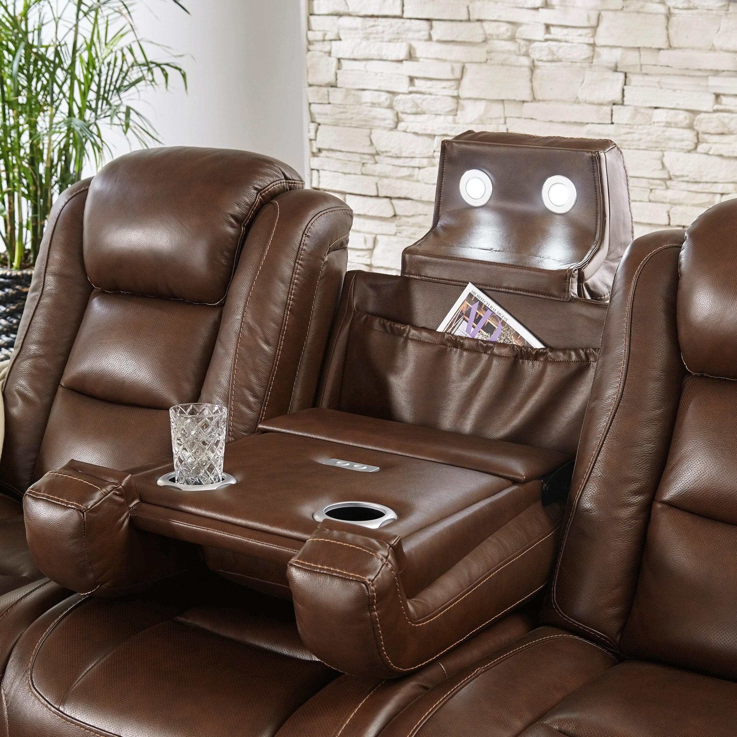 The Man-Den Mahogany Power Reclining Sofa