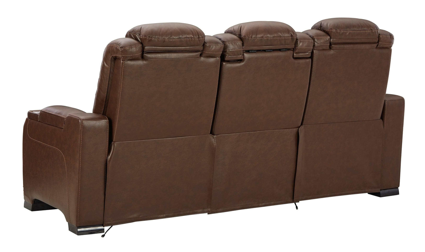 The Man-Den Mahogany Power Reclining Sofa