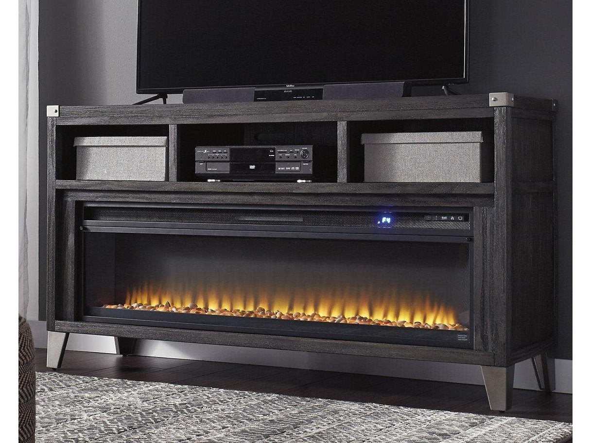 Todoe Gray 65" TV Stand w/ Wide Electric Fireplace Insert