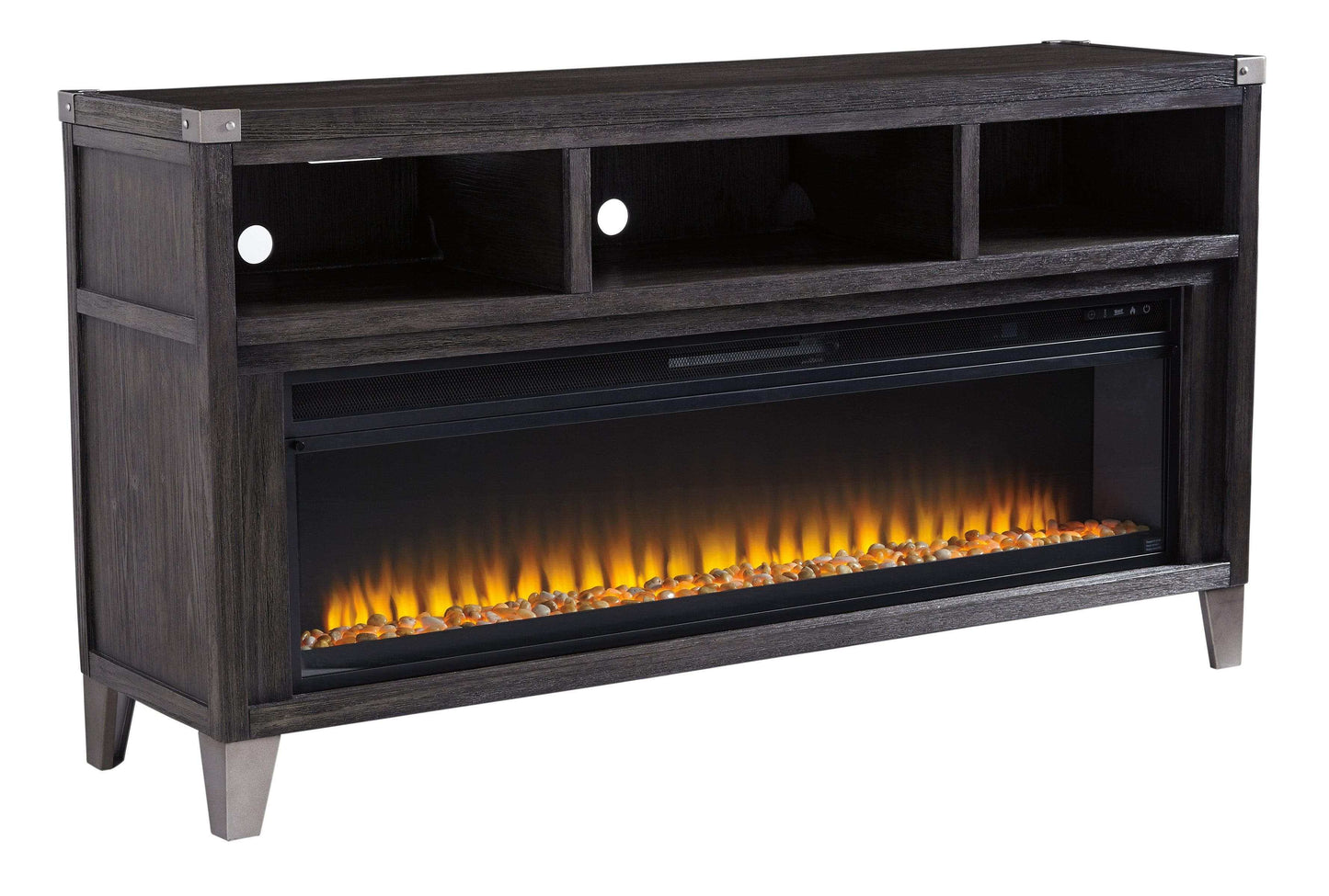 Todoe Gray 65" TV Stand w/ Wide Electric Fireplace Insert