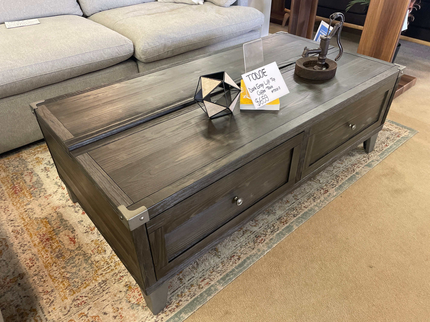 Todoe Dark Gray Lift Top Coffee Table