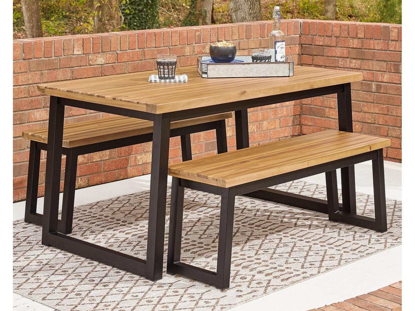 Town Wood Outdoor Dining Table Set (Set of 3)