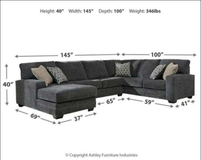 Tracling Slate 3pc LAF Chaise Sectional