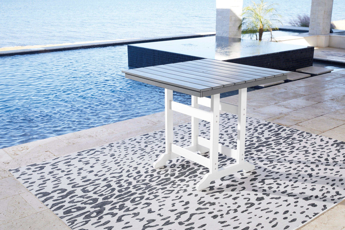 Transville Outdoor Counter Height Dining Table w/ 2 Bar Stool