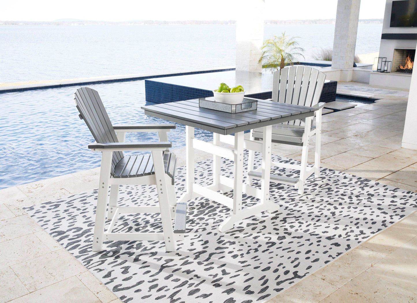 Transville Outdoor Counter Height Dining Table w/ 2 Bar Stool