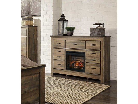 Trinell Dresser with Electric Fireplace