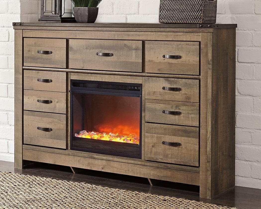 Trinell Dresser with Electric Fireplace