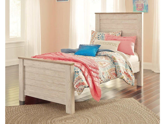 Willowton Whitewash Twin Panel Bed