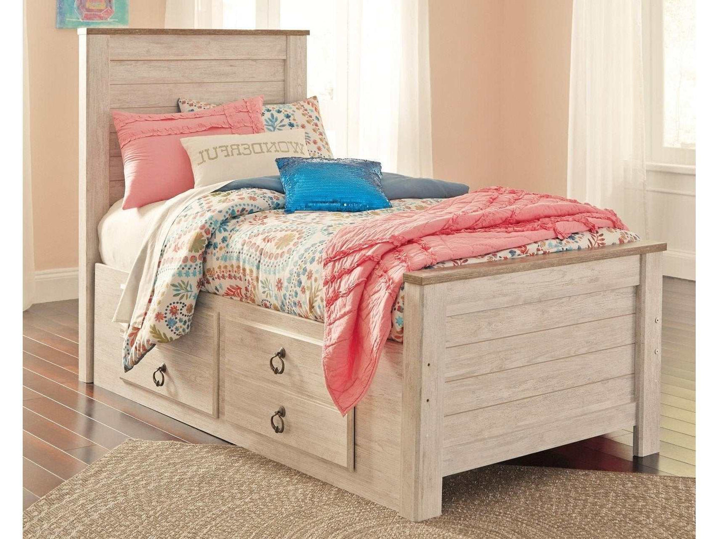 Willowton Twin Panel Bed w/ 2 Storage Drawers