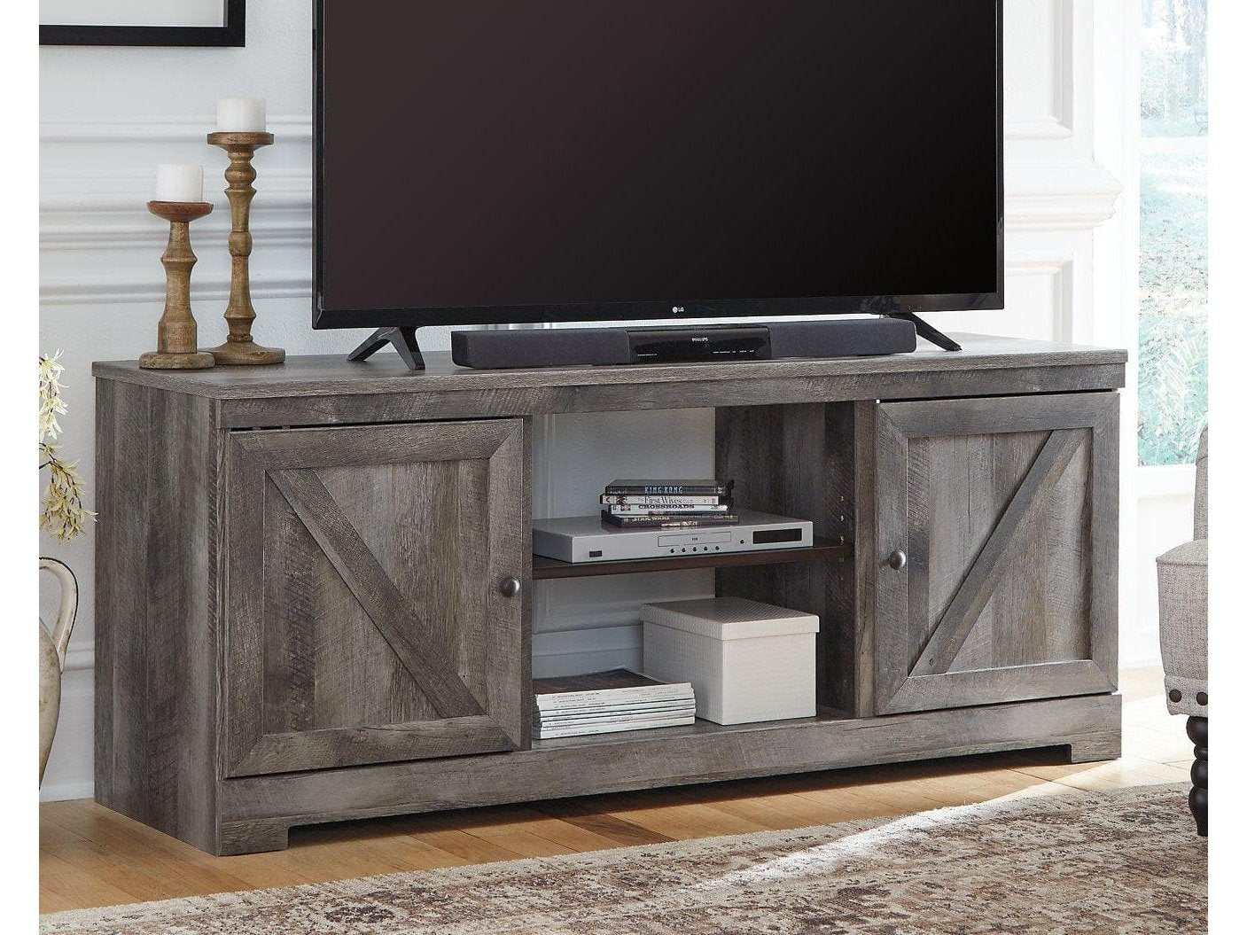 Wynnlow Gray 63" TV Stand w/Fireplace Option