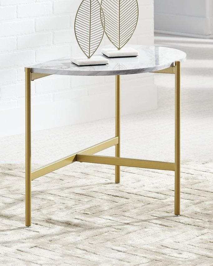 Wynora White & Gold Chairside End Table