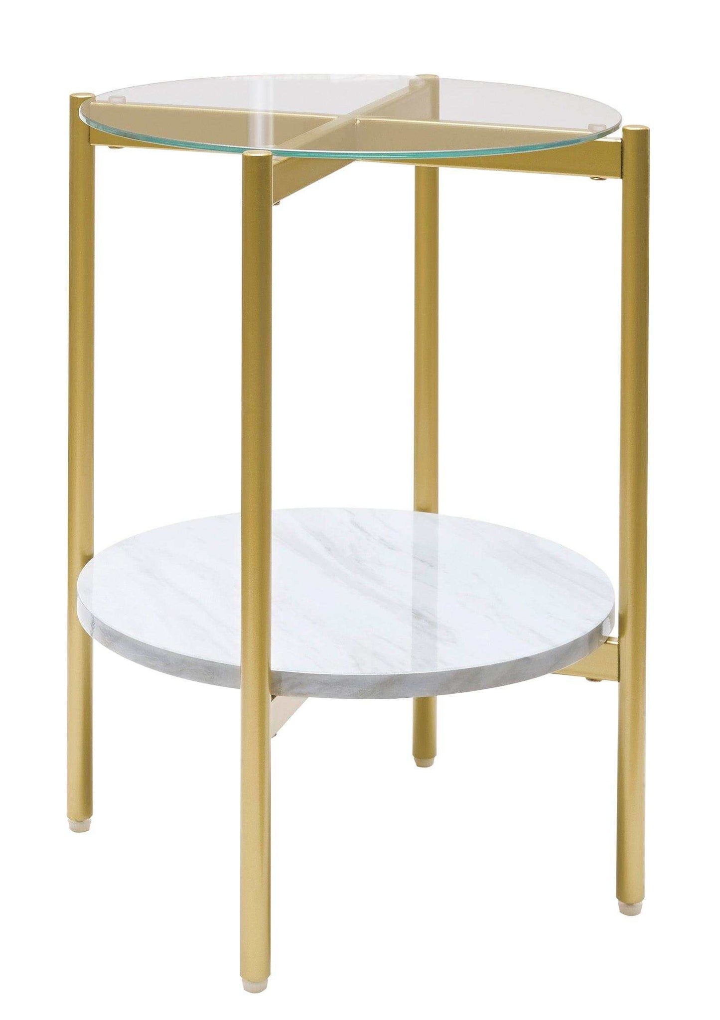 Wynora White & Gold Round Occasional Table Set / 3pc