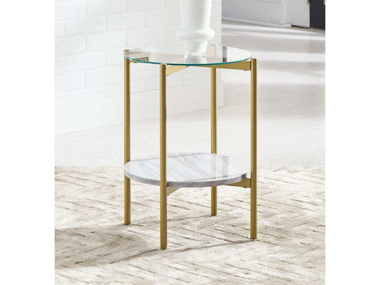 Wynora White & Gold Round End Table