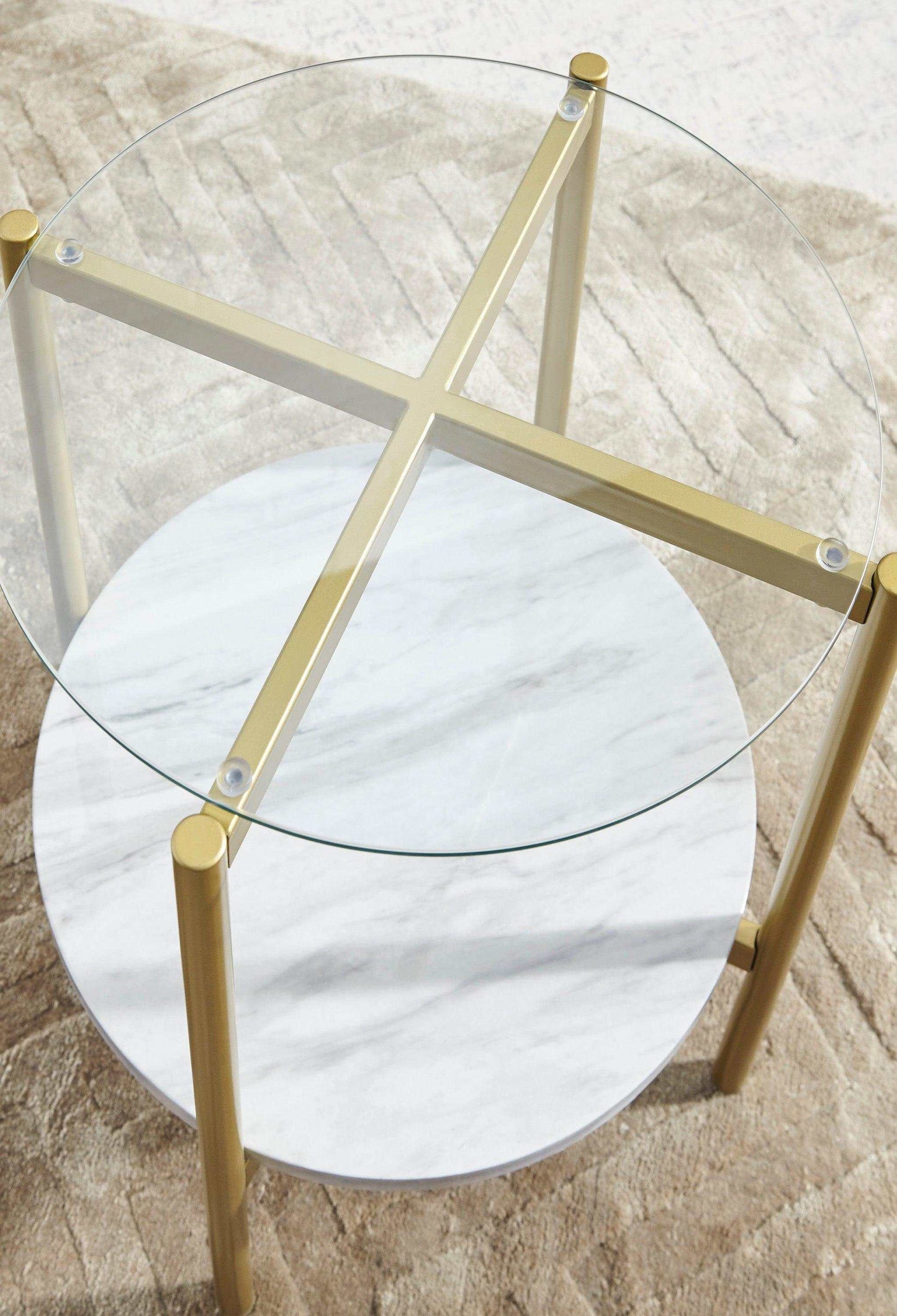 Wynora White & Gold Round End Table