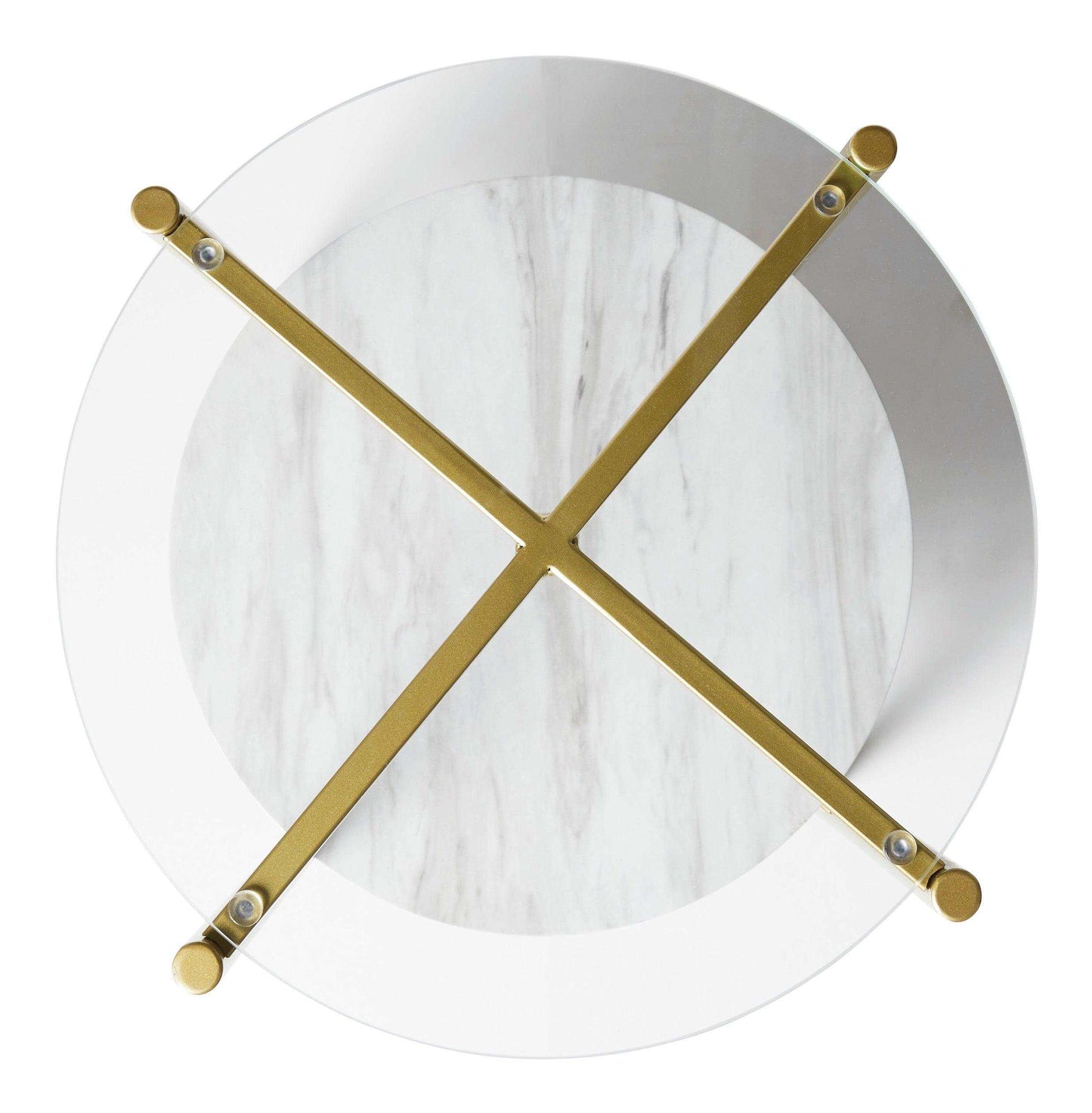 Wynora White & Gold Round End Table